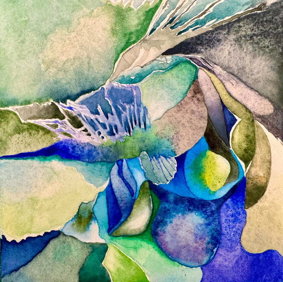 Blues and Greens, 6" x 6"